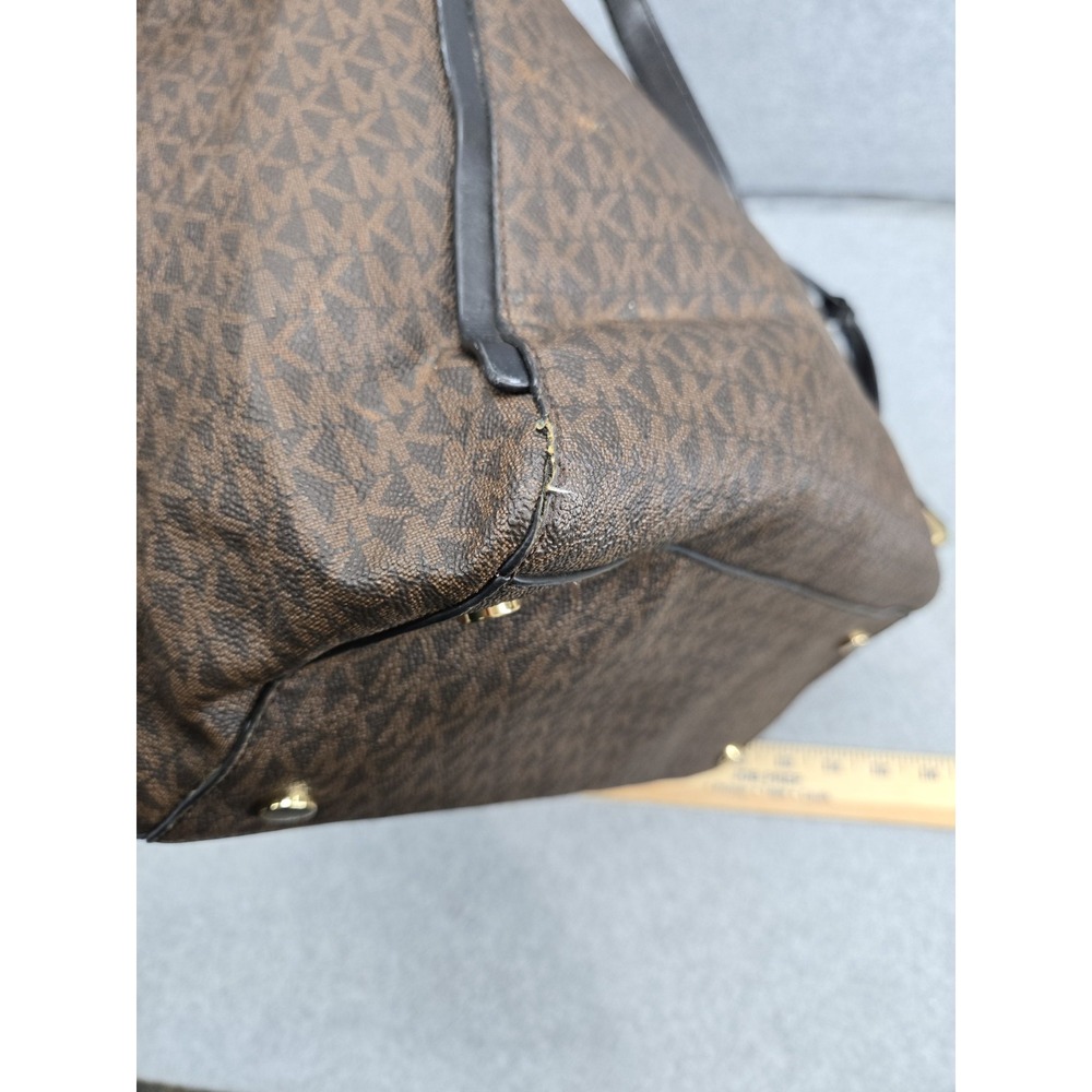 Michael Kors XL Whitney Brown Signature Tote Bag MK Logo Designer Handbag - Picture 14 of 15
